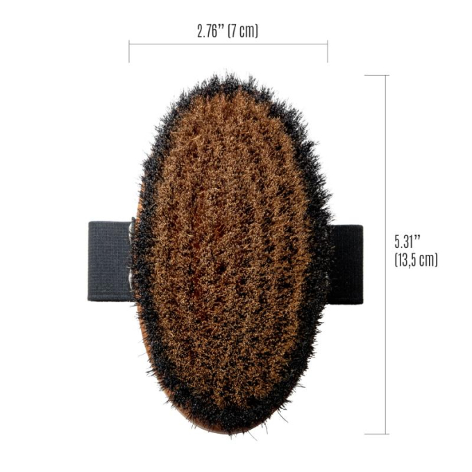 Massage brush, pear wood, bronze metal and horse hair bristles, antistatic, light brown - 2