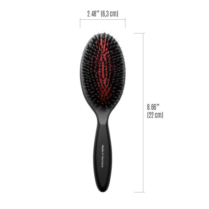 Brush, beech wood, 16 mm boar bristles with nylon teeth, black, ova shapel - 2