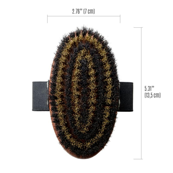 Massage brush, pear wood, brass metal and horse hair bristles, light brown - 2