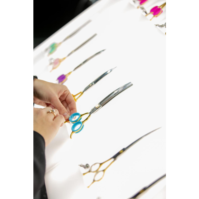 cutting scissors &quot;Perfection by Janita J. Plunge&quot;, curved, thinning (chunker), 32 teeth, 440c stainless steel, golden color - 6