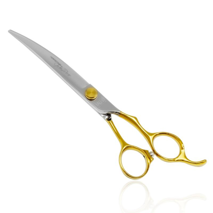 cutting scissors &quot;Perfection by Janita J. Plunge&quot;, curved, 440c stainless steel, golden color - 1