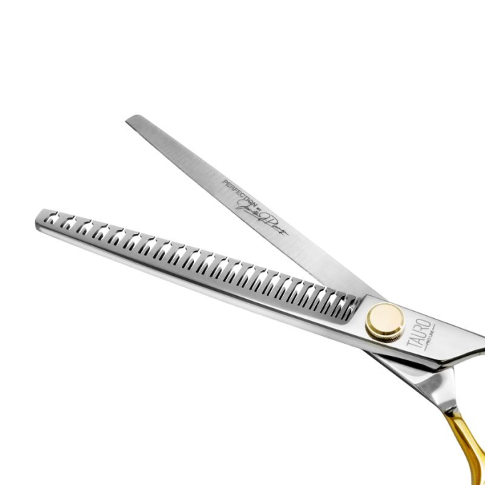 cutting scissors &quot;Perfection by Janita J. Plunge&quot;, thinning (chunker), 23 teeth, 440c stainless steel, golden color - 2