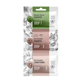 Pure Nature Herbal Detox + Fur Growth sample set for dogs and cats, dog and cat shampoo and conditioner sample set