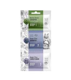 Pure Nature Herbal Detox + Magic-Plex sample set for dogs and cats, dog and cat shampoo and conditioner sample set