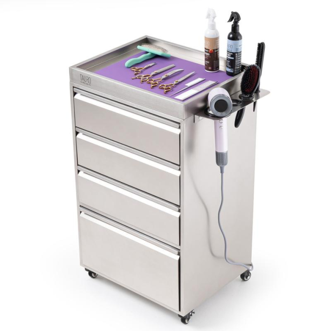 stainless steel cabinet with tool holder and wheels - 1