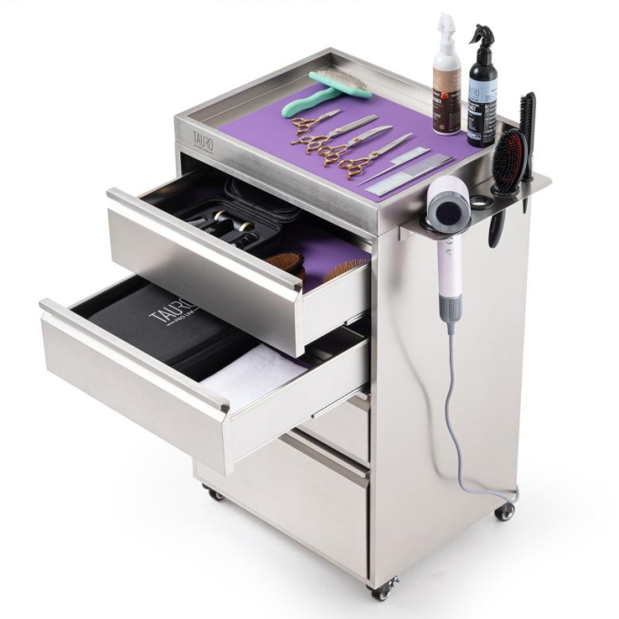 stainless steel cabinet with tool holder and wheels - 2