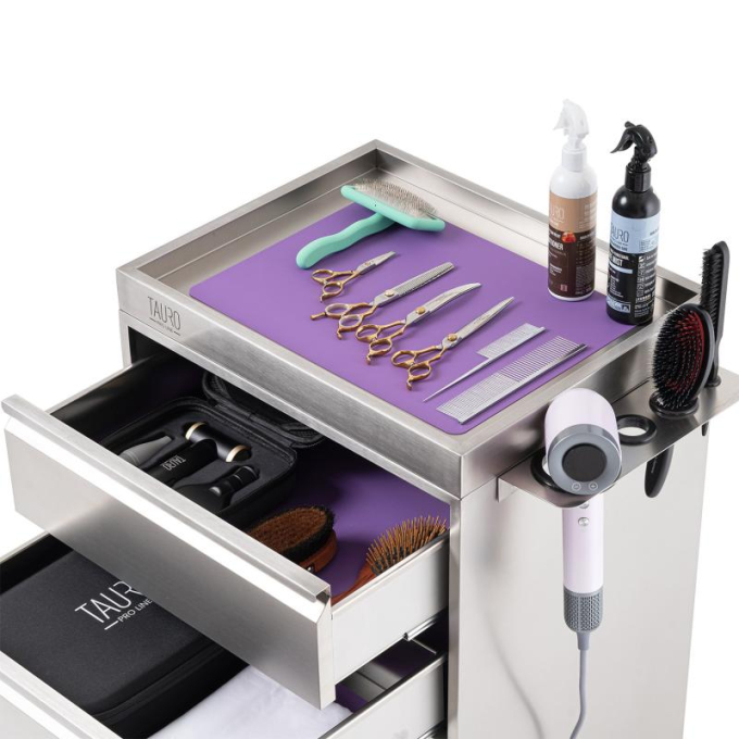 stainless steel cabinet with tool holder and wheels - 4