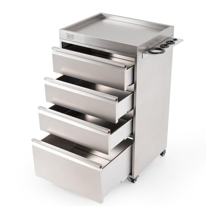 stainless steel cabinet with tool holder and wheels - 6
