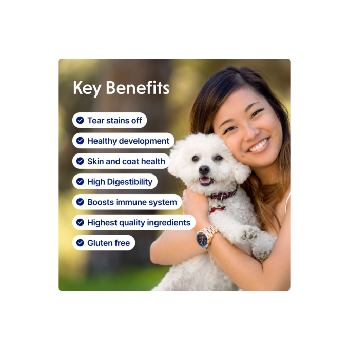 dry grain free food for junior small and mini breed dogs with white coat, with white fish - 1