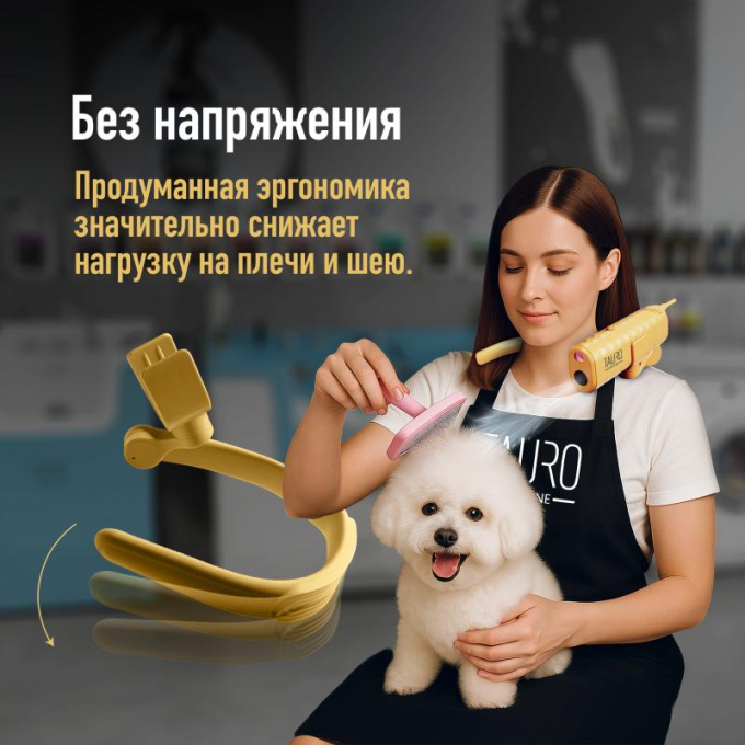 универсальный фен для шерсти домашних животных с гибкой системой крепления на шее - 2