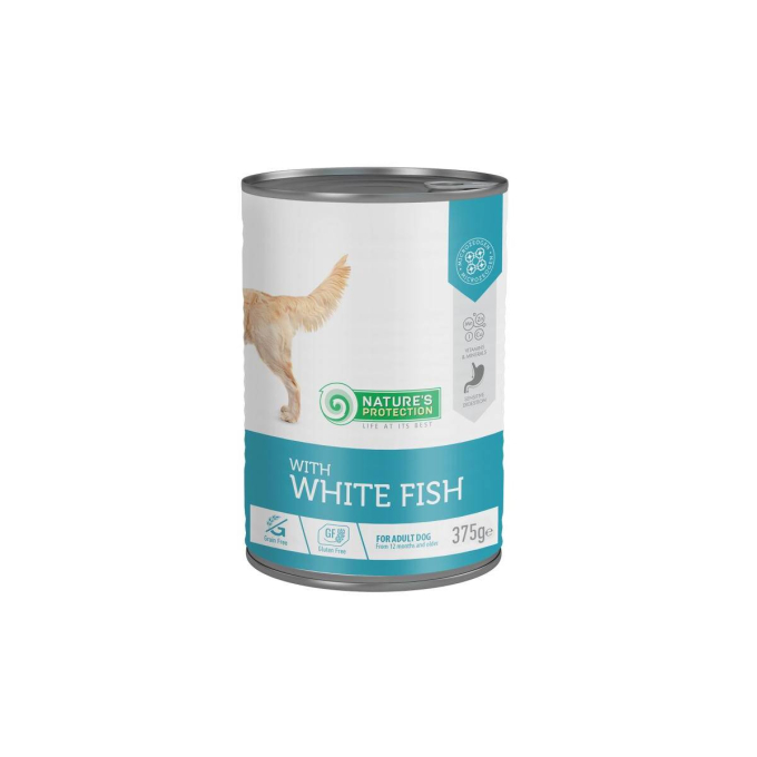 canned pet food for adult dogs with white fish - 1