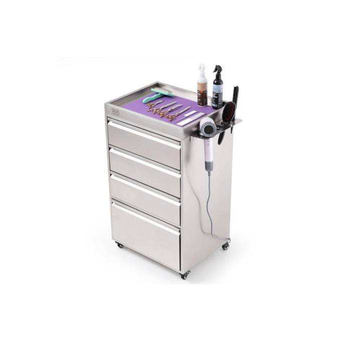 stainless steel cabinet with tool holder and wheels - 1