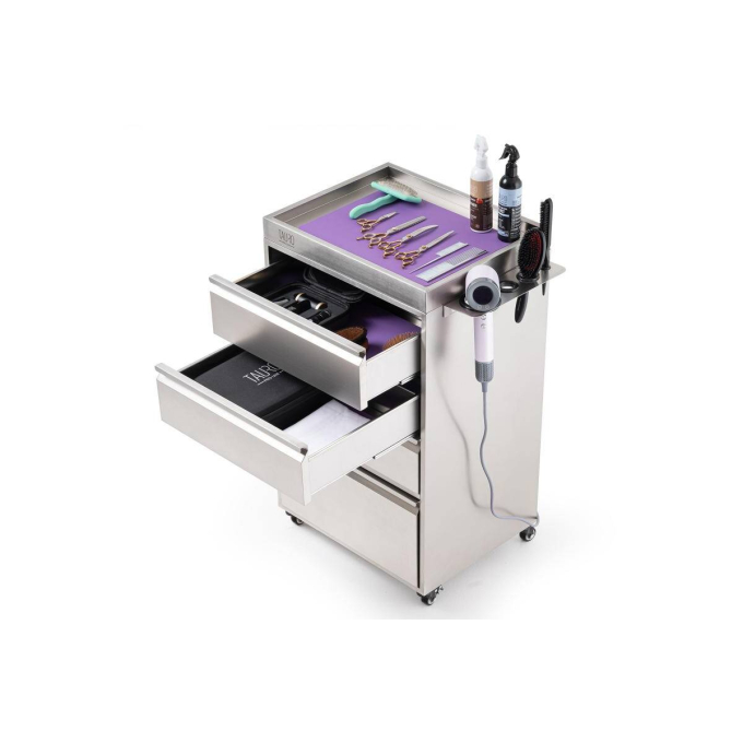 stainless steel cabinet with tool holder and wheels - 2