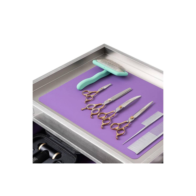 stainless steel cabinet with tool holder and wheels - 3