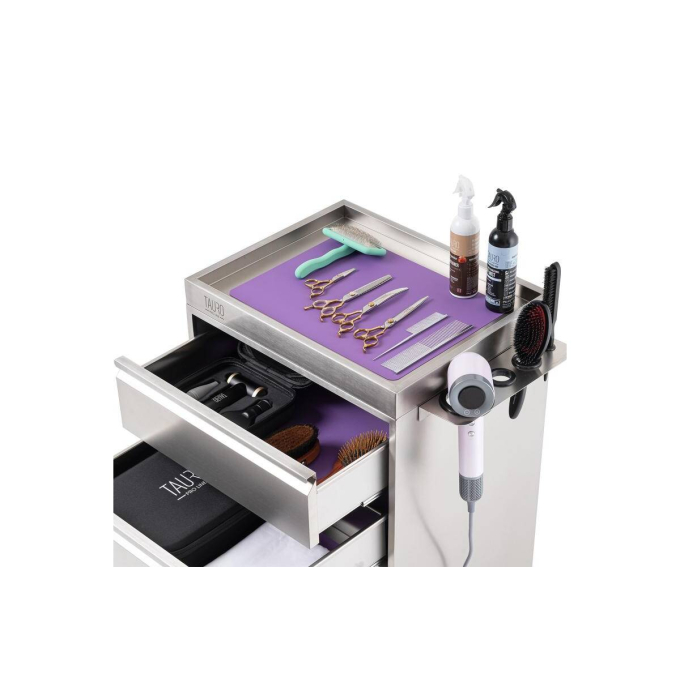 stainless steel cabinet with tool holder and wheels - 4